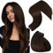 Hetto Tressen Extensions Echthaar 100g 55 cm Weft Extensions Echthaar Dunkel Braun Sew in Remy Gerade Invisible Doppelt-Tressen Weave Haarverlängerung #4