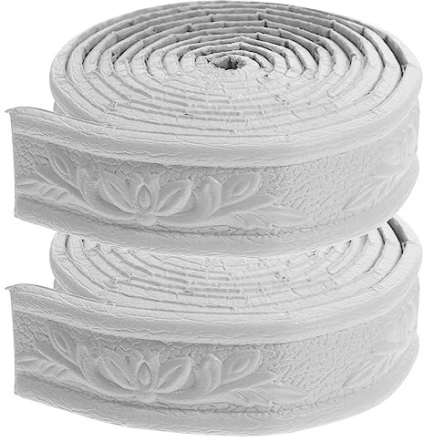 2 Rolls 3D Embossed Foam Molding Trim - Self-Adhesive Wall Skirting Border Sticker with Wallpaper Border and Decal - for Wall Trim and Decoration