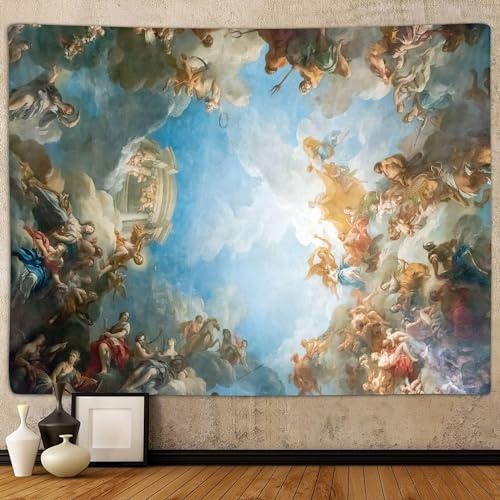 Sanzugh Retro-Renaissance-Wandteppich, Vintage-Stil, griechische Mythologie, Malerei, Kunst, Wandbehang für Schlafzimmer, Studentenwohnheim, Wohnzimmer, Büro, Dekoration, 203 x 152 cm, einzigartige