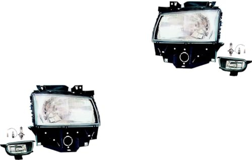 Johns, Scheinwerfer Satz Halogen Front passend für VW Transporter T4 01/96-04/2003 H4 Links & Rechts + Nebelscheinwerfer + Leuchtmittel
