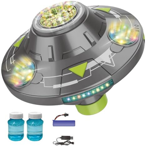 Firulab Machine à Bulles Automatique, Machine à Bulles électrique | Jouets de Soucoupe Volante rotative et Lumineuse - Souffleur à Bulles Rechargeable par USB pour la détente, Jouets d'extérieur pour