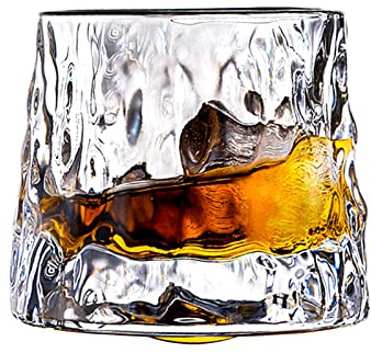 Whisky Gläser Drehbare Wassergläser für, Cocktail, Rum, Bourbon, Cognac, Wodka und Likör Whiskeygläser für Bar, Party und Zuhause, Geschenke für Männer (Gletscher)