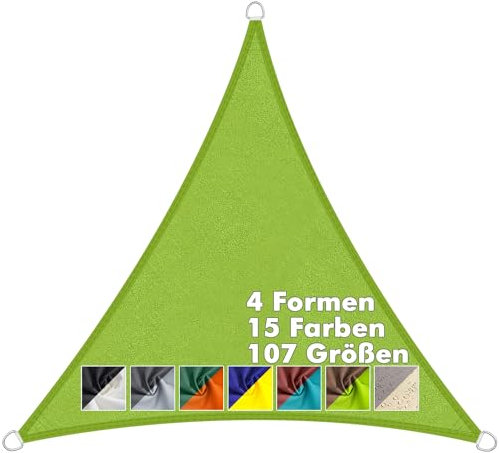 Aiyaoo Sonnensegel Dreieckig 8x8x8m Wasserdicht im Viele Größe und Farben, PES Polyester, Sonnenschutz 95% UV Schutz, Reißfest Wetterfest für Terrasse Garten Balkon- Grün