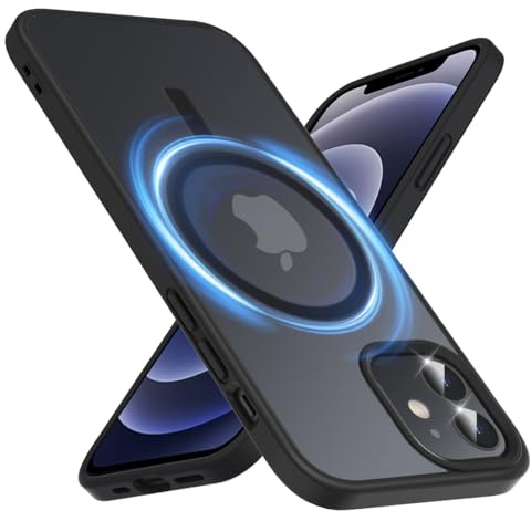 Garegce für iPhone 12 / iPhone 12 Pro Hülle Kompatibel mit MagSafe, Durchscheinende Matt Ultra Dünn Magnetisch Handyhülle iPhone 12 Case Stoßfest Kratzfest Schutzhülle Cover - 6,1 Zoll - Schwarz
