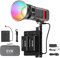 GVM PL60C COB RGBWW LED Video Light with Battery Kit, 60W Portable Photography Lighting for Recording, Handheld Pocket Spotlight for APP/2.4G Control, 2* Batteries, 2700-6800K, 16 Scenes, Bowens Mount