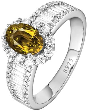 BCughia Damenring Verlobung, Damenring Silber 925 Gelb und Weiß Zirkonia Ring Größe 61 (19.4)