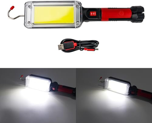 Fesuda LED Akku ABS Arbeitsleuchte 500 A/Aufladbare Stableuchte mit USB Ladekabel IP42 Wasserdichte für Reparatur, Stromausfällen, Camping