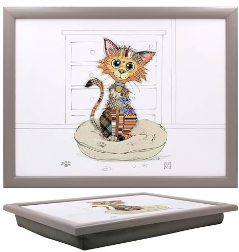 Lesser & Pavey Bug Art Kimba Kitten Laptray With Bean Bag for Serving Dishes | Lovely Lap Trays for Eating on Lap for Dinner or Breatfast | Newly Designed Food Trays for Lap