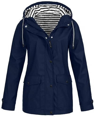 2024 Vêtements Imperméables Femme Léger Veste de Pluie Long Manteaux Imperméables avec Capuche D'extérieur Coupe Vent Grande Taille Décontracté Impermeable Veste Parkas Blouson Pas Cher