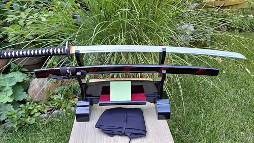 Samurai Schwerter Shakudo Katana Schwert - scharf, echt & handgeschmiedet - gefaltetes Katana Schwert ohne Ständer - echtes Japanisches Samurai Sword aus Kohlenstoffstahl - Japan Deko Katanas