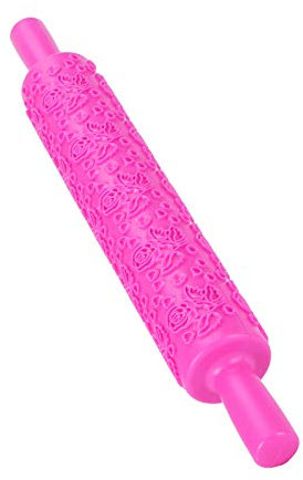 Mattarello in Plastica Goffrata per Strumenti di Decorazione di Torte (N. 12 Rosa)