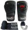 Yakuza Boxhandschuhe Muay Thai Kickboxen Sparring, Männer Damen, Boxsack Punchinghandschuhe, Kickboxhandschuhe Kampfsport Training Schwarz, inkl. Bandagen und Mundschutz 3er-Set. (12 Oz)