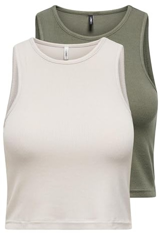 ONLY Women's Onlbelia S/L Crop Top Cs JRS 2 Pack (Pack of 2)