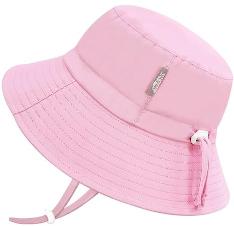 Jan & Jul Mädchen Schnell trocknender Bucket Hat für Schwimmen, Faltbarer Strandhut für Kleinkinder und Kinder (L: 2-5 Jahre, Pink Sorbet)