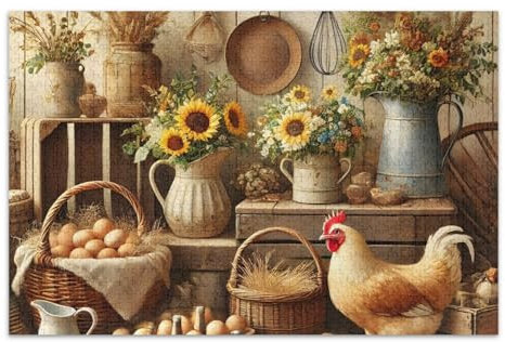 Country Market Beige Puzzles, Puzzle für Erwachsene, mit Buchstaben auf der Rückseite, 1000 Teile Puzzles für Erwachsene