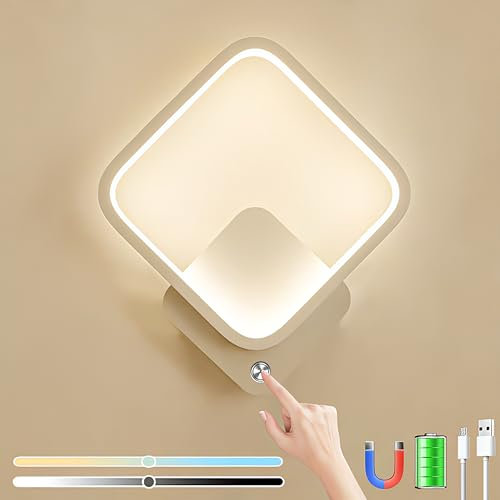 TRUYOK Akku LED Wandleuchte Innen Dimmbar Wandlampe mit Touch Schalter Leselampe USB Aufladbar Batteriebetrieben Wandleuchtung für Wohnzimmer Schlafzimmer Flur Treppenhaus Küche, mit 4000mAh Batterie