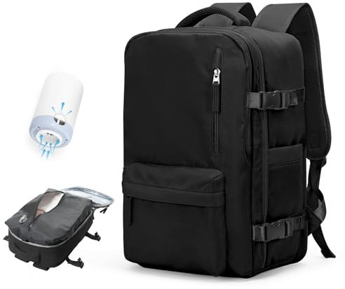 BJLFS Zaino da Viaggio con Sottovuoto Bagaglio a Mano Ryanair Borsa per aereo sottovuoto Sacchetti sottovuoto a compressione portatili Borsa impermeabile per laptop Nero