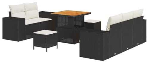 vidaXL Garten-Sofa-Set 8 pcs Schwarz Poly-Rattan, Garten & Terrasse, modernes Outdoor-Sofa Set, langlebige Liege, Modulares Möbel für Balkon und Entspannung