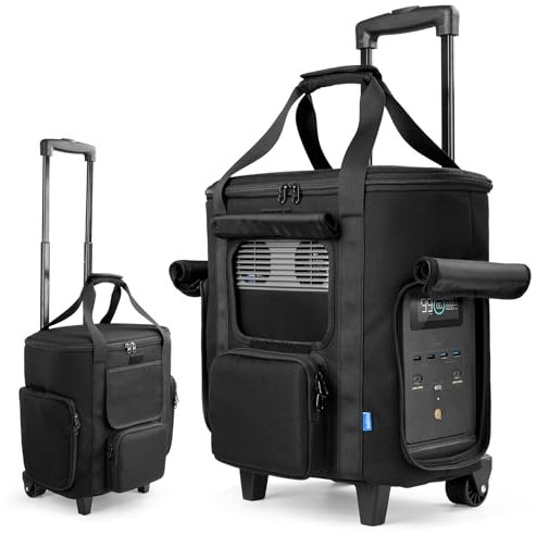 Xxerciz Tragetasche kompatibel mit ECOFLOW DELTA 2, tragbare Kraftstation mit Rädern und Zugstangen, faltbare weiche Generator-Rolltasche für Zuhause, Camping, Wohnmobil