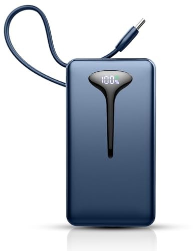 Power Bank, 22.5W Klein Powerbank Schnellladefunktion 10000mAh integriertem USB-C-Kabel & USB A & Bidirektionalem USB C, Externe Handyakkus Akkupack für iPhone 17 16 Xiaomi Samsung iPad Travel Outdoor