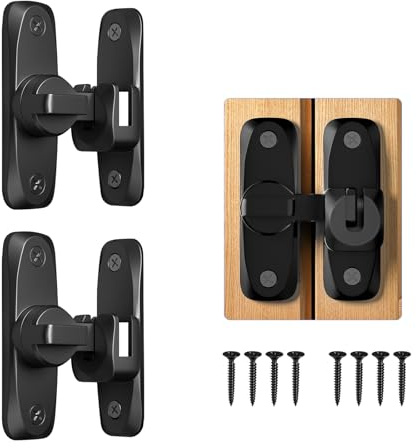 Sliding Door Lock 90/180° Latch Bolt for Indoor Outdoor Doors, Black 2 Pack | Sliding door lock with 90/180° latch design for garden, kitchen, windows and indoor outdoor doors.