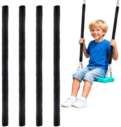 Klmnop 4 Pack Swing Chain Cover Set, Safety Chain Covers for Swings, Swing Chain Guard Sleeve for Playground Porch Patio Garden Outdoor Use, Prevents Pinching and Protects Chains(Black)