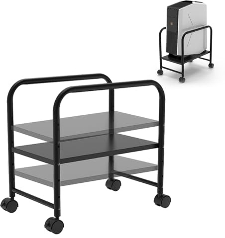 Verstellbarer PC Ständer mit Rollen, Höhenverstellbarer PC Tower Ständer für unter den Schreibtisch, PC Rollwagen mit 360° Lenkrollen, Passend für die meisten Mid-Tower, Max. Belastung 28 kg