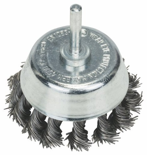 Bosch 1x PRO Steel Longlife Topfbürste, gezopfter Draht für 6‑mm-Zylinderschaft und Bohrer (für Stahl, Edelstahl, Ø 65 mm, Professional Zubehör Bohrmaschine/Schrauber)