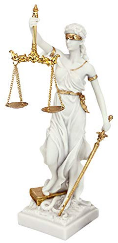 Design Toscano Göttin der Gerechtigkeit Themis Statue aus Marmor-Steinguss, Maße: 14 x 9 x 33 cm 1 kg