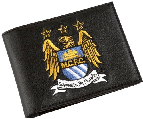 Manchester City Crest Embroidered Leather Wallet - Multi-Colour
