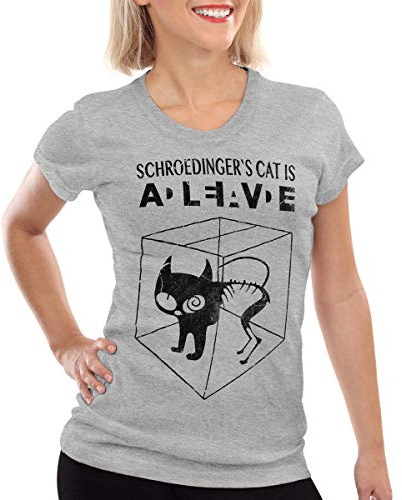 style3 Sheldon Schroedingers Katze Damen T-Shirt Bekleidung Alive Dead Physik Experiment