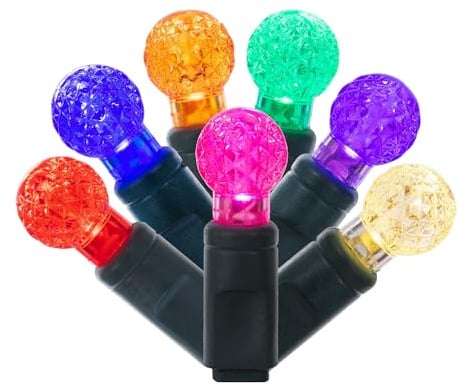Vickerman 50-Light LED Multicolored Green Wire G12 End Connecting Set with 6-Inch Spacing and 25-Feet Length