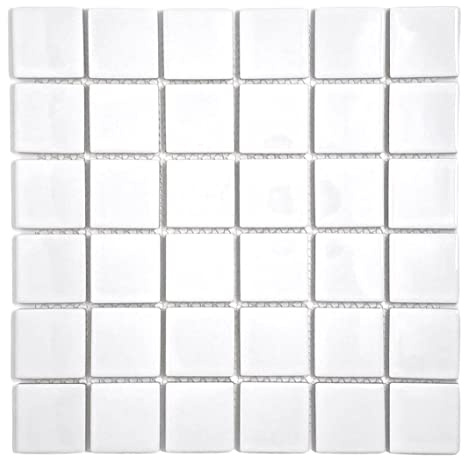 Vogue Premium Qualität 5,1 cm weiß Porzellan quadratisch Mosaik Fliese glänzenden Look Design In Italien (12 x 12)