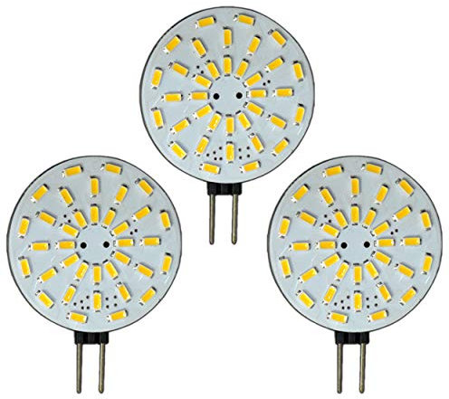 3x Stück - G4 LED dimmbar mit 2 Watt (36x SMDs) 12V AC/DC 120° Grad (rund) Leuchtmittel G4 Lampensockel Spot Halogenersatz Lampe Dimmer