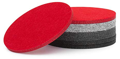 FILU Filzuntersetzer rund 8er Set (rot, hellgrau, dunkelgrau, schwarz) - Untersetzer aus Filz für Tisch und Bar als Glasuntersetzer/Getränkeuntersetzer für Glas und Gläser