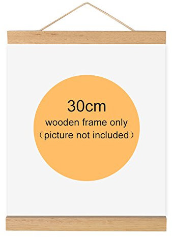 Magnetischer Bilderrahmen Holz Natur Holz Rahmen Bild Poster Artwork auf Leinwand Aufhänger für Home Dekoration Wand Weiß Holz, 30 cm