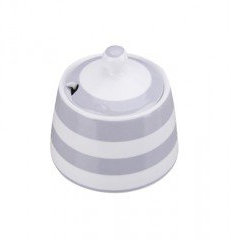 Krasilnikoff - Graue Zuckerdose mit Deckel, Keramisch, Casual, mit hellgrauen Streifen