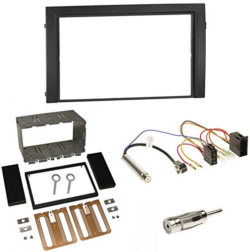 Einbauset : Autoradio Doppel-DIN 2-DIN Blende Einbaurahmen Radioblende schwarz + ISO Radio KFZ Kabel Adapter Radioadapter mit Phantomeinspeisung+ Antennenadapter für Skoda Fabia (6Y) 11/1999-12/2006