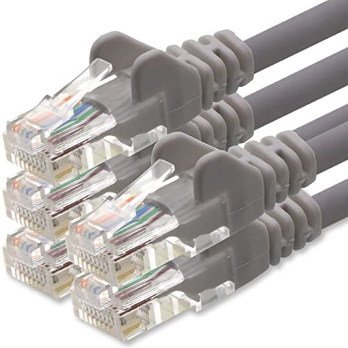 1aTTack.de 10m Cavo di Rete grigio - 5x - Cat.6 Ethernet Gigabit Lan RJ45 10 100 1000 Mbit s - Cavo Patch UTP compatibile con Cat.5 Cat.5e Cat.7 Cat.8 - grigio - 5x - 10m