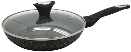 Klausberg Pfanne mit Deckel Bratpfanne 20 bis 30cm Marmor Granit Antihaft Induktion aus Serie Marmo Golden Line (24cm)
