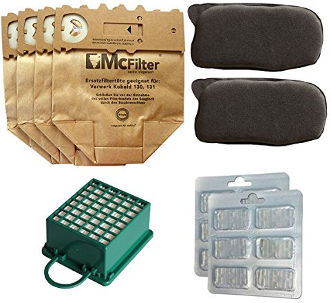 Tekehom 12 Sacs d'aspirateur + 1 microfiltre hygiénique + 2 Active odeur (Carbone) filtre + 12 bâtons désodorisants pour Vorwerk Kobold VK 130 131 SC, Vk130, Vk131, Eb350, originales, EB 350, 351