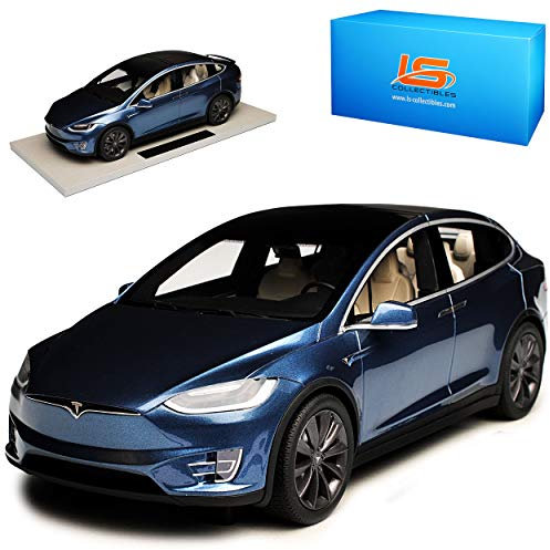 LS Collectibles Tesla Model X Dunkel Grau Ab 2015 1/18 Modell Auto mit individiuellem Wunschkennzeichen