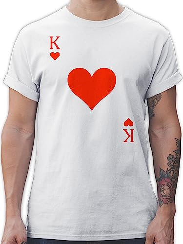 T-Shirt Herren - & Fasching - Herz König Spielkarte I King Queen Kartenspiel Karneval Herzkönig Spielkarte Herzkönig Karte I Poker King of Hearts - L - Weiß - Gruppen Tshirts faschingsshirt