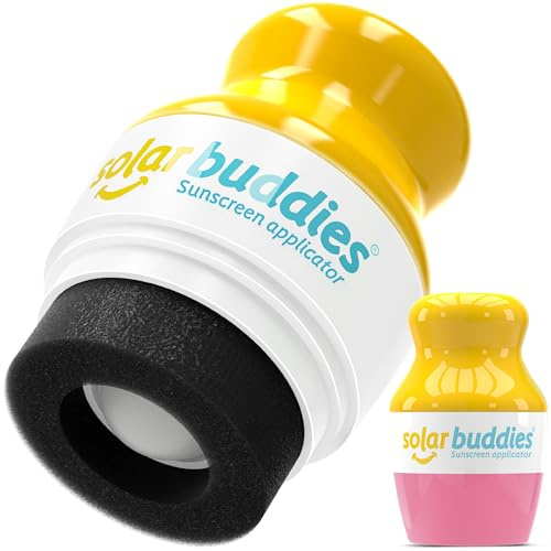 Single Pink Solar Buddies Refillable Roll On Sponge Applicator For Kids, Adults, Families, Travel Size Holds 100ml Travel Friendly for Sunscreen, Suncream and Lotions