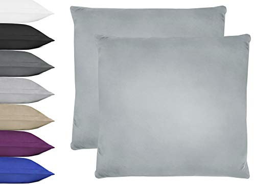 NatureMark 2er Pack Microfaser Kissenbezug 100% Polyester Kissenhülle mit Reißverschluss 80x80cm Silber grau