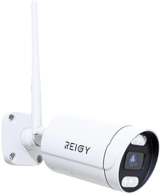 REIGY Camara Vigilancia WiFi Exterior 8MP, Visión Nocturna en Color Resistente al Agua, Audio Bidireccional, Compatible con NVR, Compatible con iOS/Android