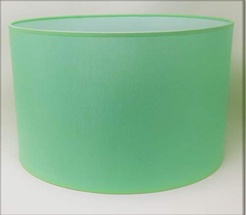 Pantalla Cilíndrica con tela de Algodón, hecha a Mano para Lámpara de Techo, Lámpara de mesa, Lámpara de pie (40 cm Diámetro, 30 cm Altura, Verde Claro)