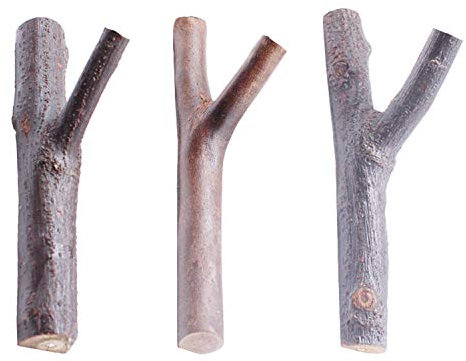 Gullor Lot de 3 crochets en bois naturel vintage, branches d'arbre en bois véritable, porte-clés, porte-manteau, crochets à ventouse forte.