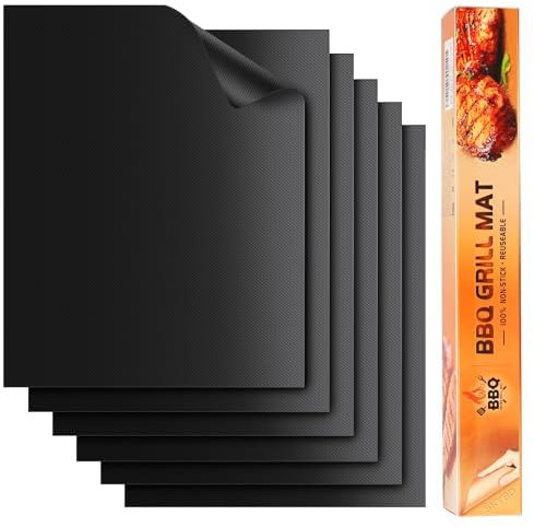 Dicke, antihaftbeschichtete Grillmatten für Outdoor-Grill, strapazierfähig, wiederverwendbar und leicht zu reinigen, funktioniert für Gasgrill, Elektro, Holzkohle, Smoker, 6 Stück