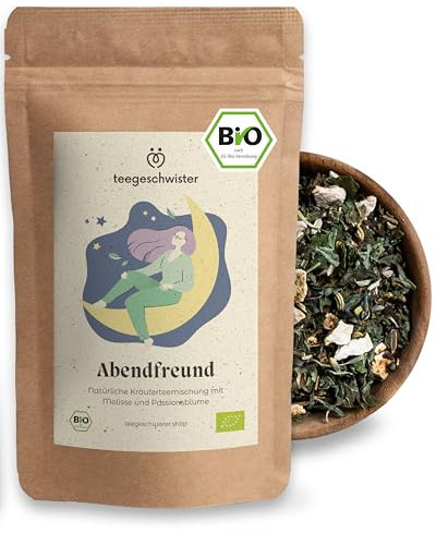 BIO Abendtee | Loser Kräuter-Tee für deine Auszeit am Abend | Natürlicher Melissentee mit Baldrian, Lavendel und Passionsblume | 85g loser Bio Tee | teegeschwister